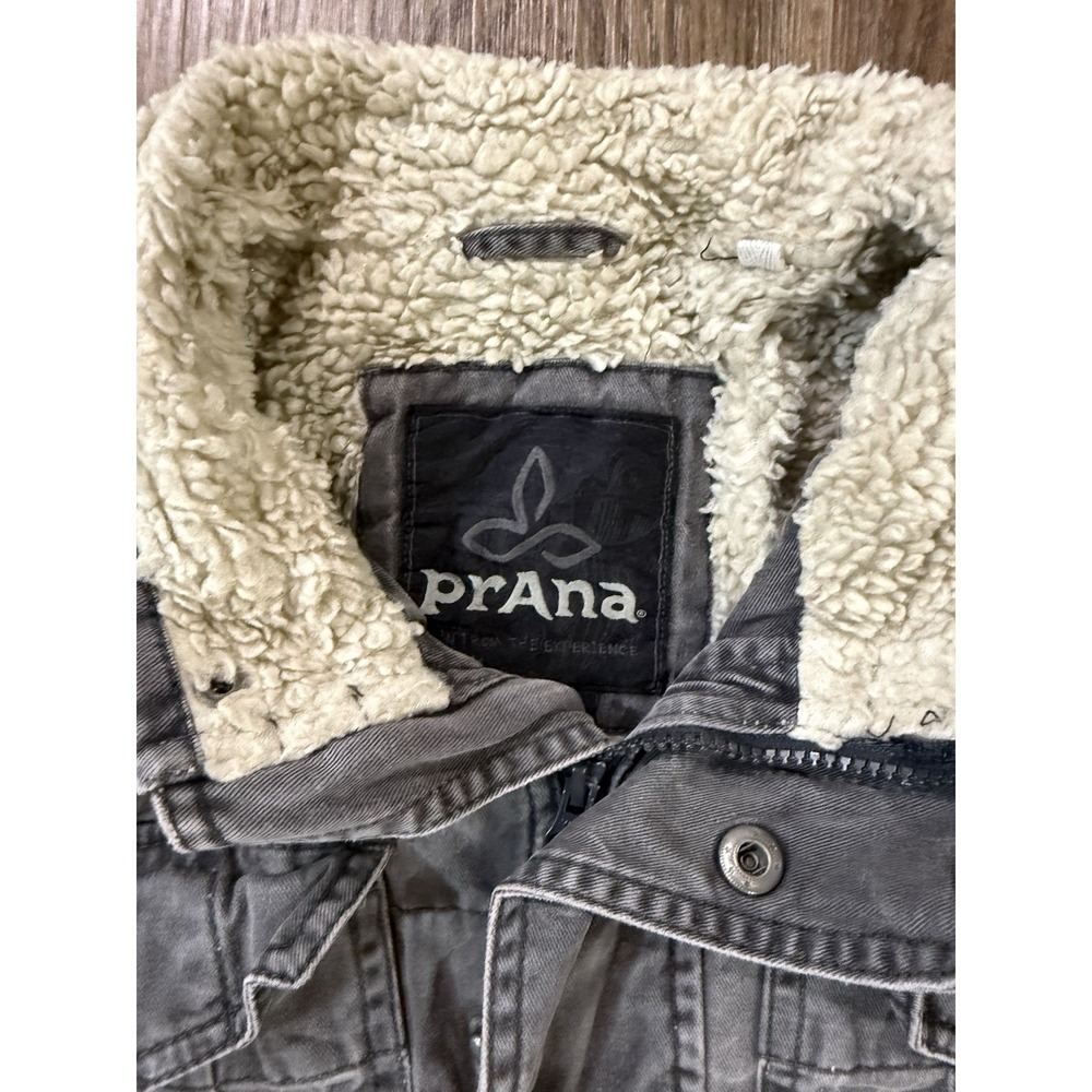 prAna Men's‎ Canvas Sherpa Lined Work Jacket Field Military Large Gray